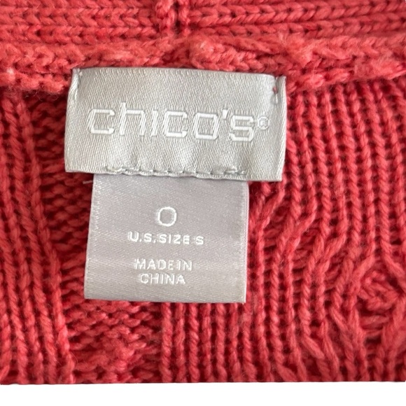 Chico’s Open Front Cable Knit Cardigan Sweater Size S Cashmere Wool Blend Cozy - Picture 4 of 16